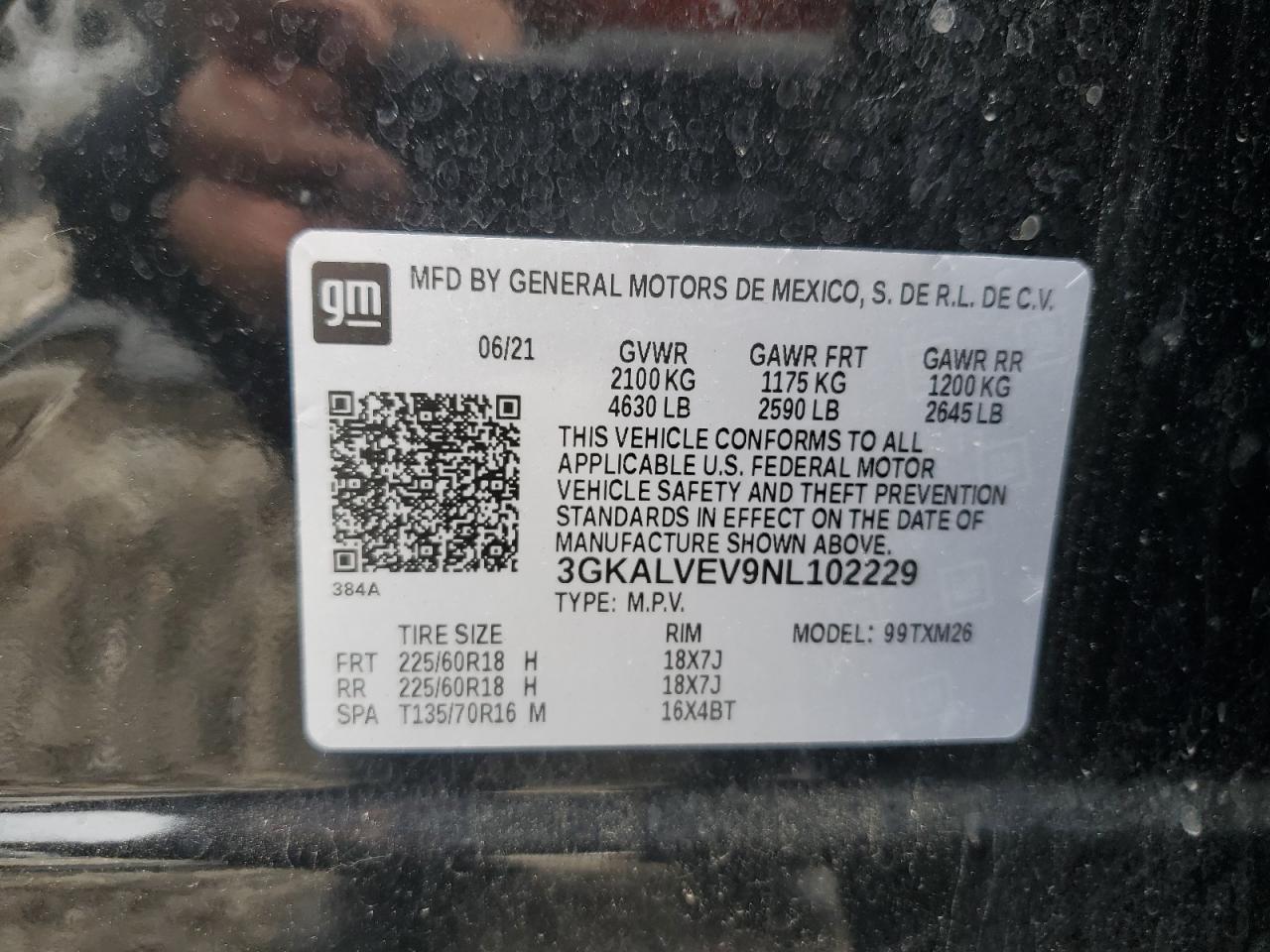 3GKALVEV9NL102229 2022 GMC Terrain Slt