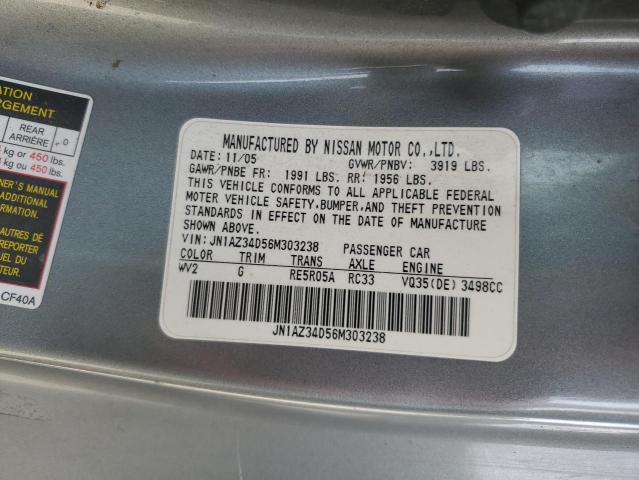 2006 Nissan 350Z Coupe VIN: JN1AZ34D56M303238 Lot: 57081964