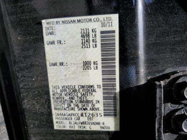 2012 Nissan Maxima S VIN: 1N4AA5APXCC812635 Lot: 57387854