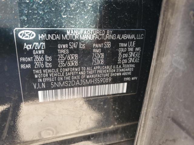 2021 Hyundai Santa Fe Sel VIN: 5NMS2DAJ5MH359089 Lot: 58832004