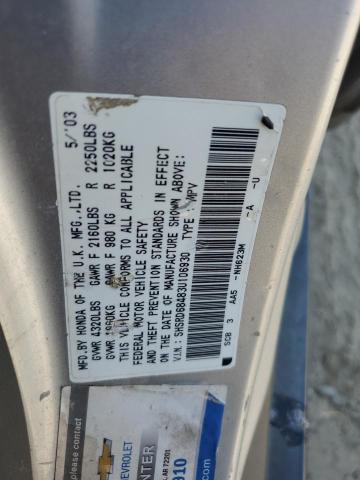 2003 Honda Cr-V Lx VIN: SHSRD68483U106930 Lot: 60508794