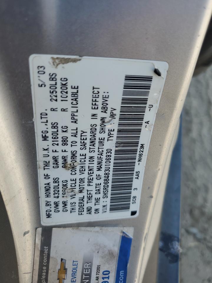 SHSRD68483U106930 2003 Honda Cr-V Lx