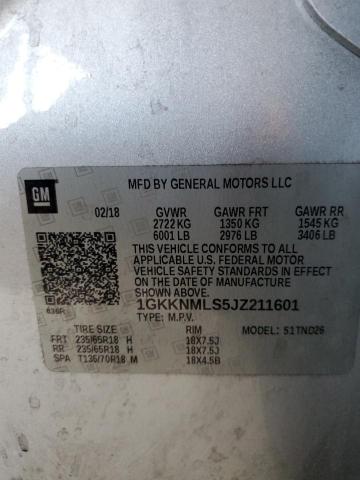 2018 GMC Acadia Slt-1 VIN: 1GKKNMLS5JZ211601 Lot: 58417774