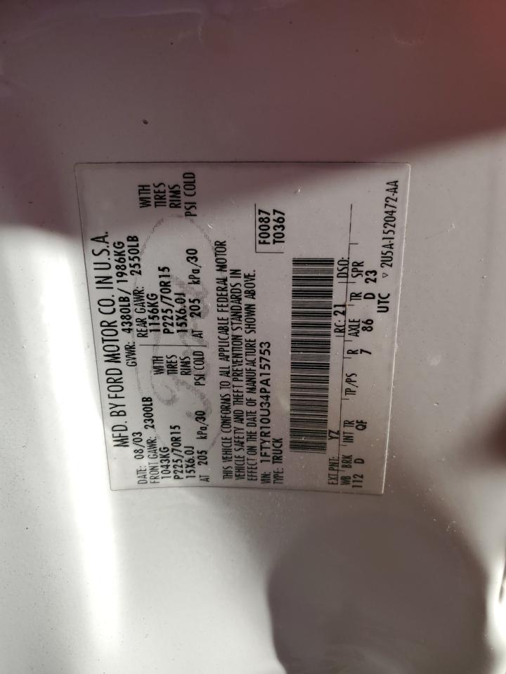 1FTYR10U34PA15753 2004 Ford Ranger