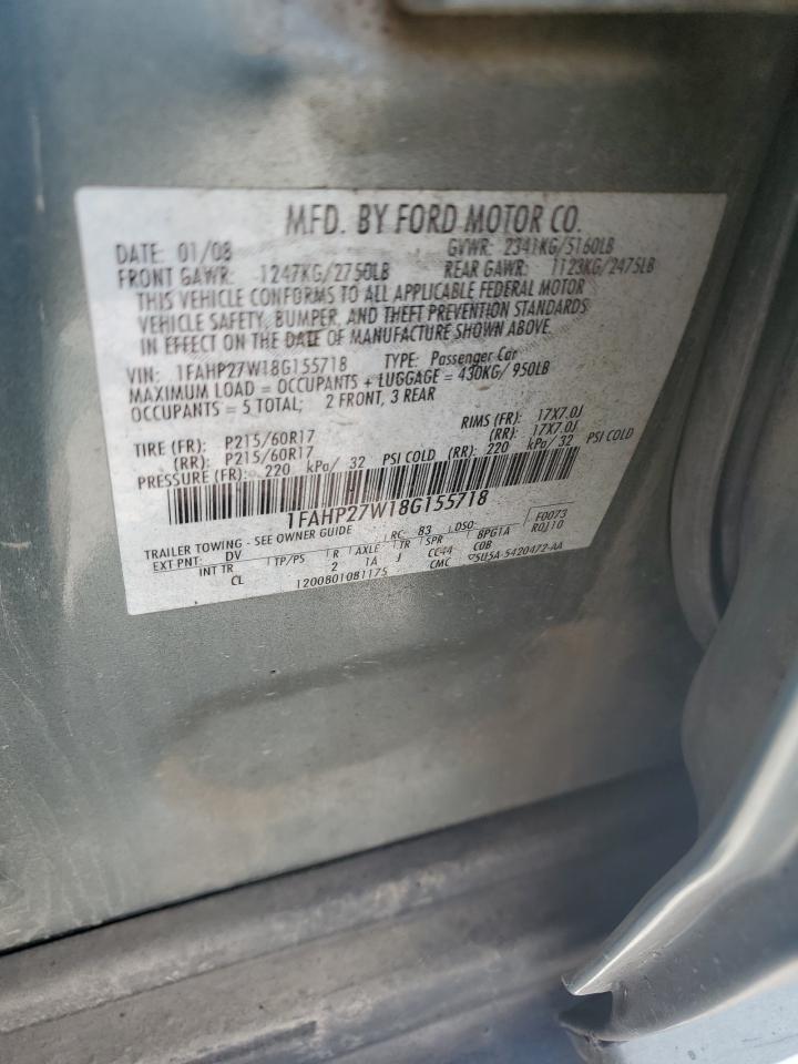 1FAHP27W18G155718 2008 Ford Taurus Sel