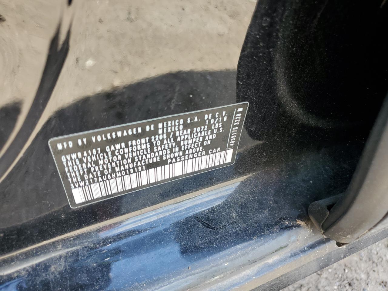 3VW217AU8HM019191 2017 Volkswagen Golf S