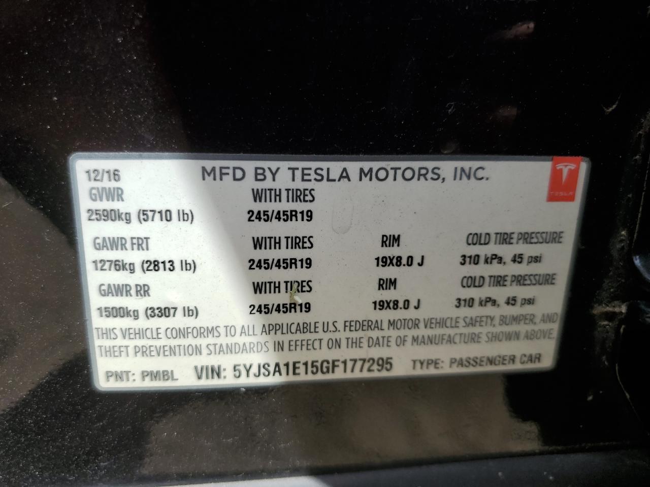 5YJSA1E15GF177295 2016 Tesla Model S