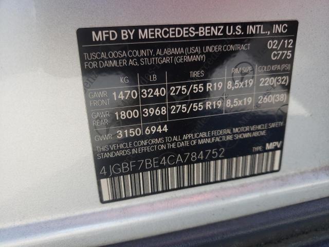 2012 Mercedes-Benz Gl 450 4Matic VIN: 4JGBF7BE4CA784752 Lot: 57148424