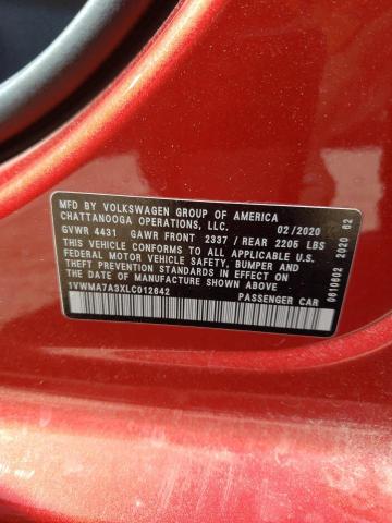 2020 Volkswagen Passat R-Line VIN: 1VWMA7A3XLC012642 Lot: 56997234