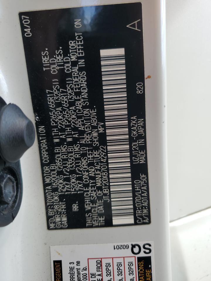 JTJBT20X870142922 2007 Lexus Gx 470