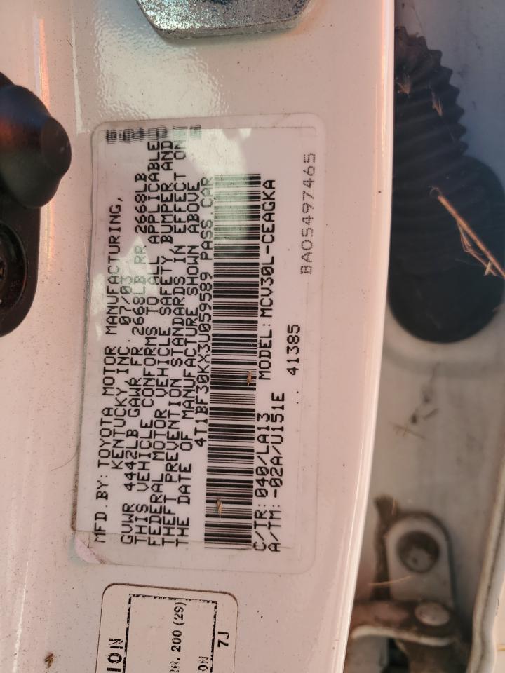 4T1BF30KX3U059589 2003 Toyota Camry Le