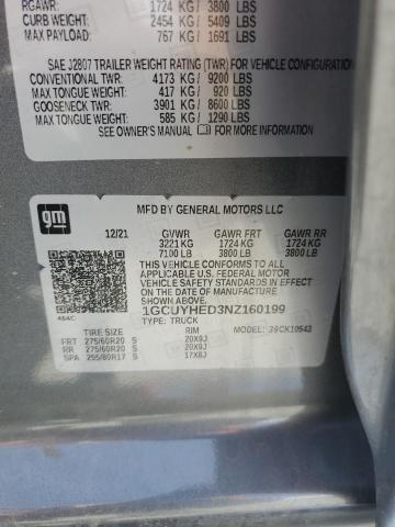 2022 Chevrolet Silverado Ltd K1500 High Country VIN: 1GCUYHED3NZ160199 Lot: 56395154