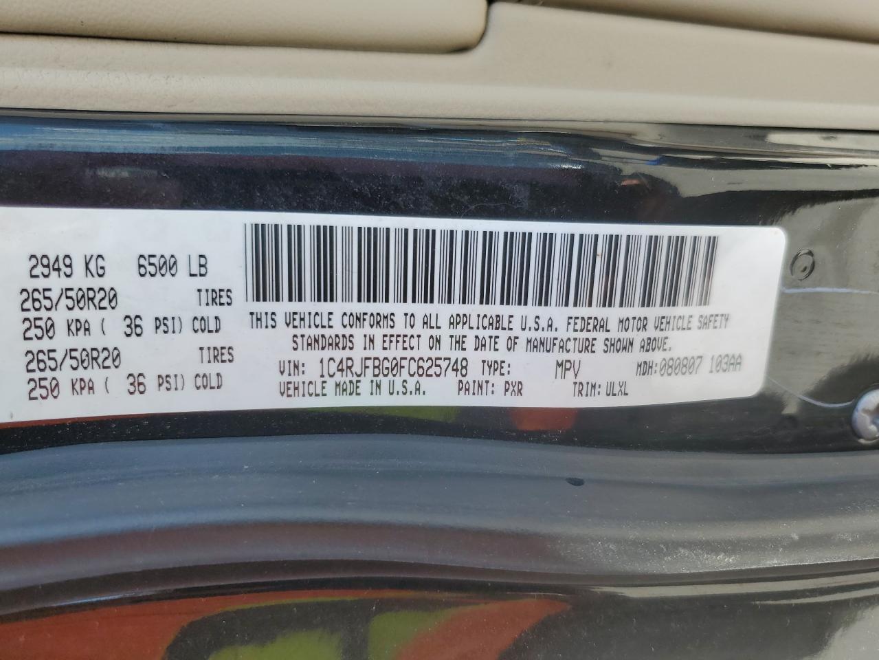 1C4RJFBG0FC625748 2015 Jeep Grand Cherokee Limited