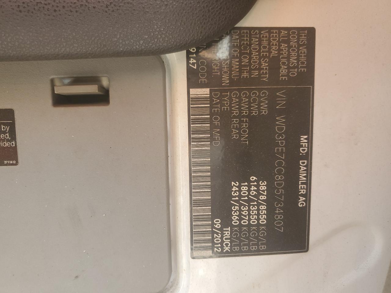 WD3PE7CC8D5734807 2013 Mercedes-Benz Sprinter 2500