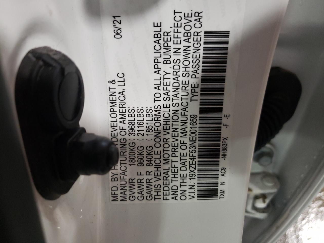 19XZE4F53NE001659 2022 Honda Insight Ex