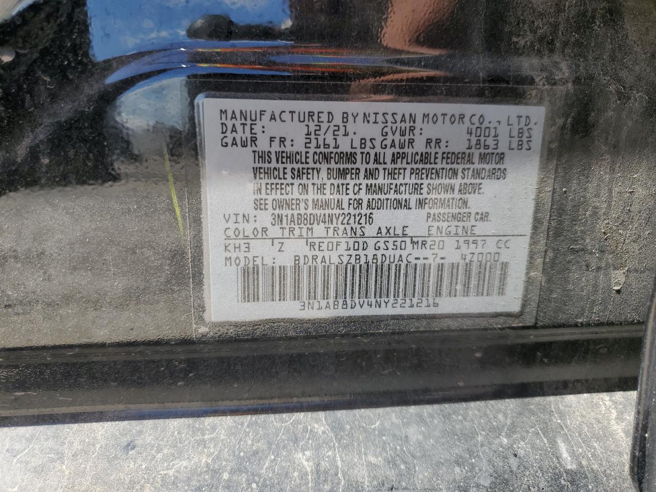 3N1AB8DV4NY221216 2022 Nissan Sentra Sr