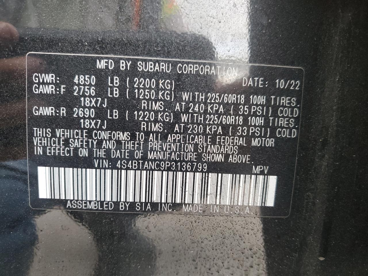 4S4BTANC9P3136799 2023 Subaru Outback Limited