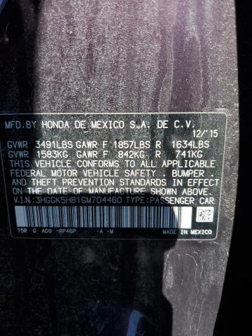 2016 Honda Fit Ex VIN: 3HGGK5H81GM704460 Lot: 58284124