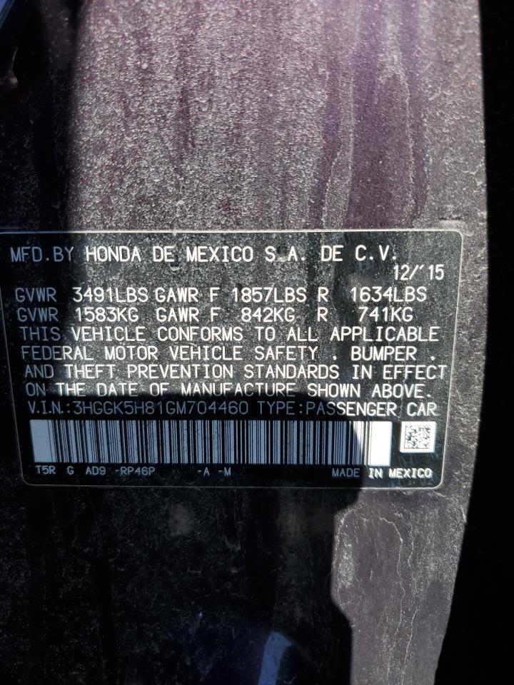 3HGGK5H81GM704460 2016 Honda Fit Ex