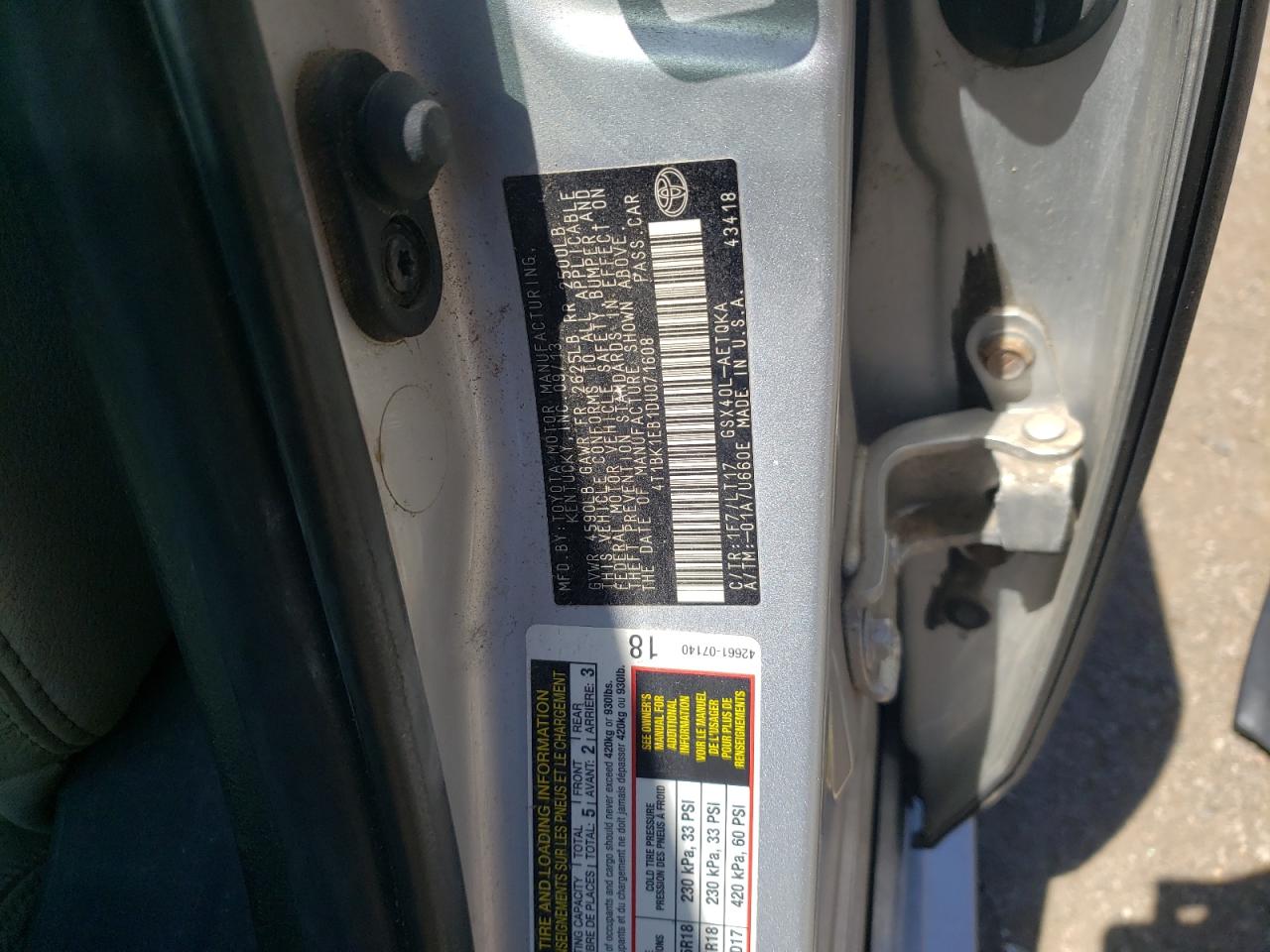 4T1BK1EB1DU071608 2013 Toyota Avalon Base