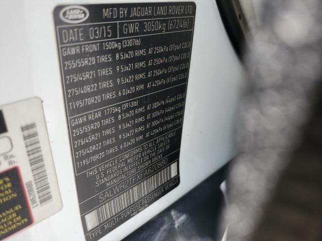2015 LAND ROVER RANGE ROVE SALWR2TFXFA620880
