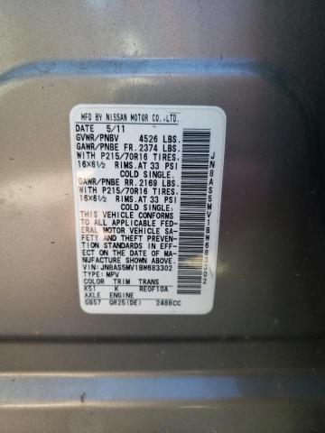 2011 Nissan Rogue S VIN: JN8AS5MV1BW683302 Lot: 58265044