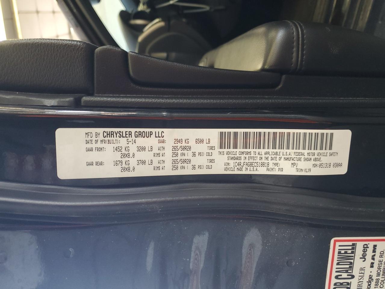 1C4RJFAG8EC518818 2014 Jeep Grand Cherokee Laredo