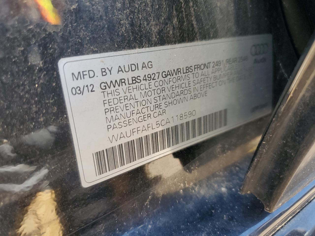 WAUFFAFL5CA118590 2012 Audi A4 Premium Plus