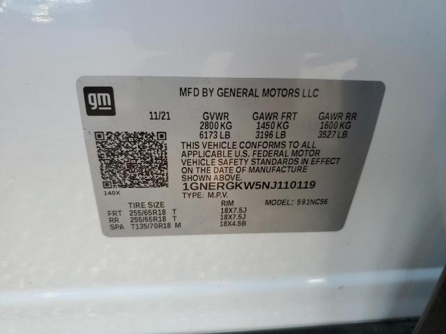 1GNERGKW5NJ110119 2022 CHEVROLET TRAVERSE - Image 14