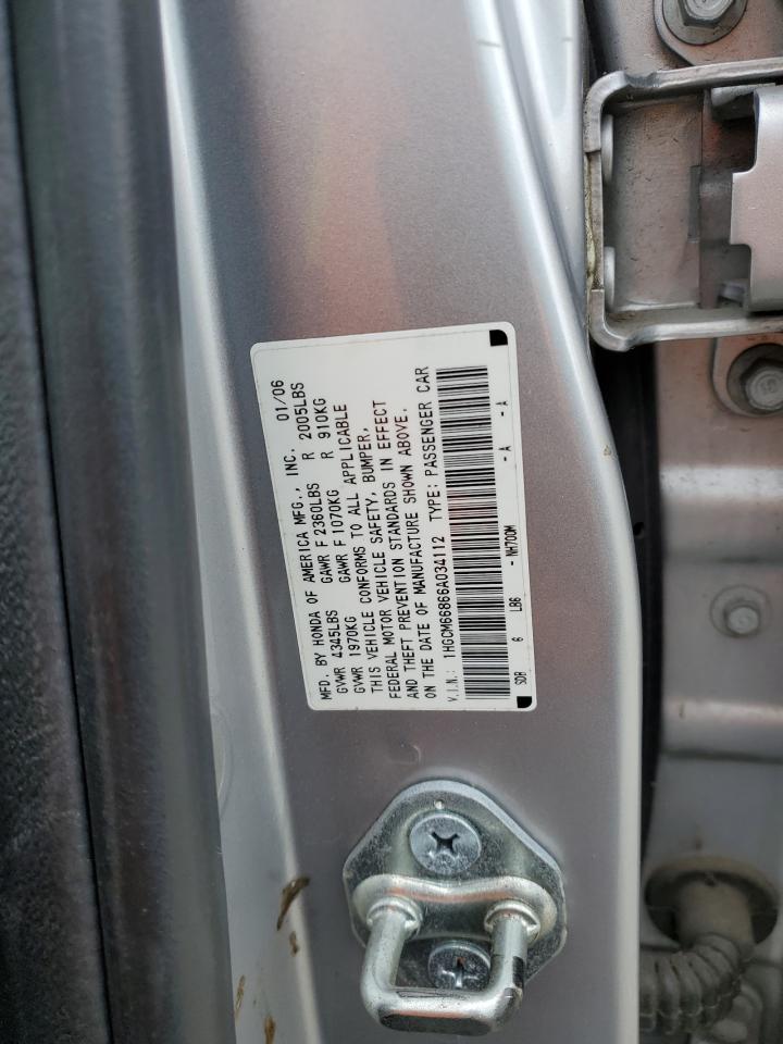 1HGCM66866A034112 2006 Honda Accord Ex