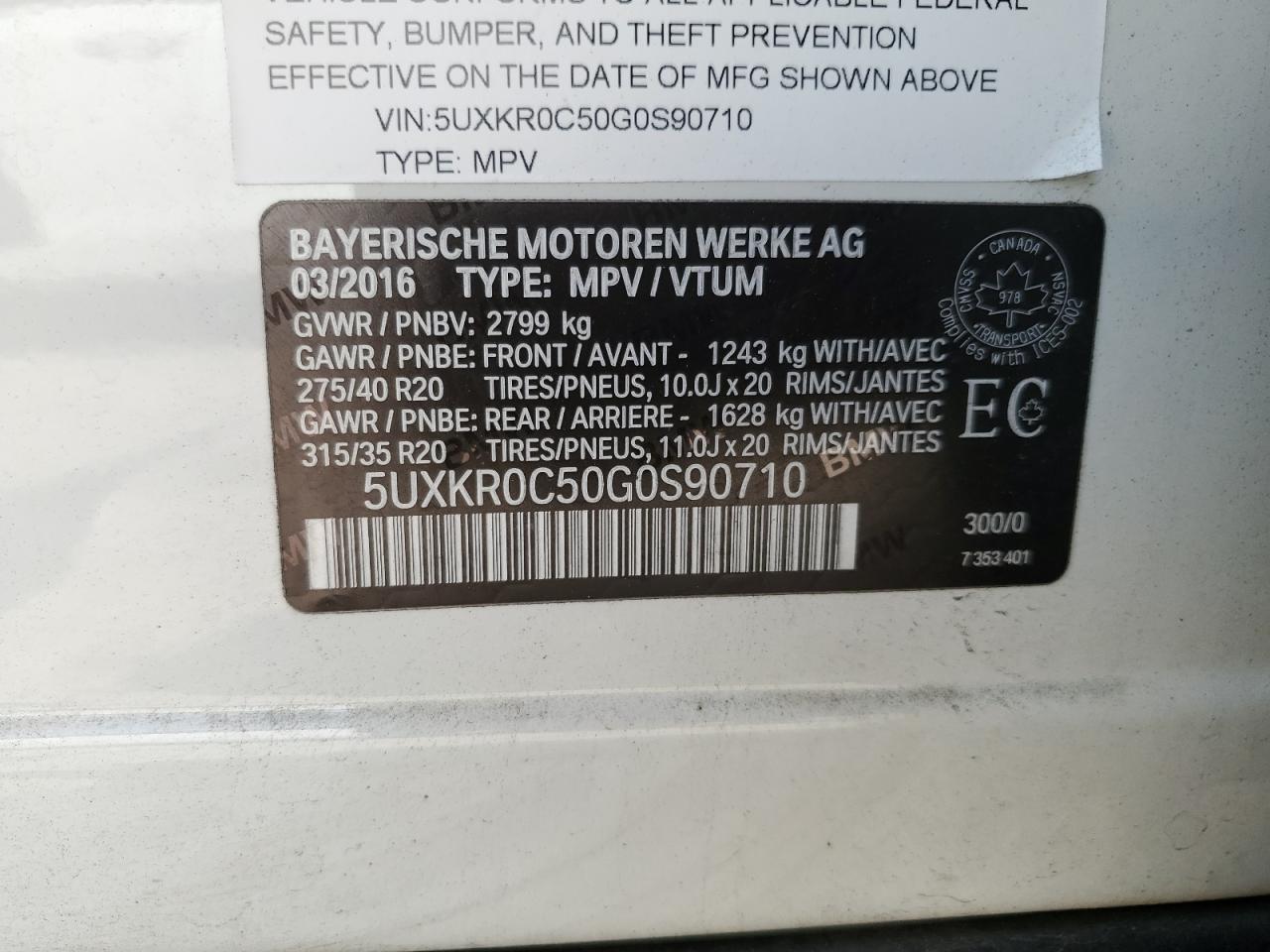 5UXKR0C50G0S90710 2016 BMW X5 xDrive35I