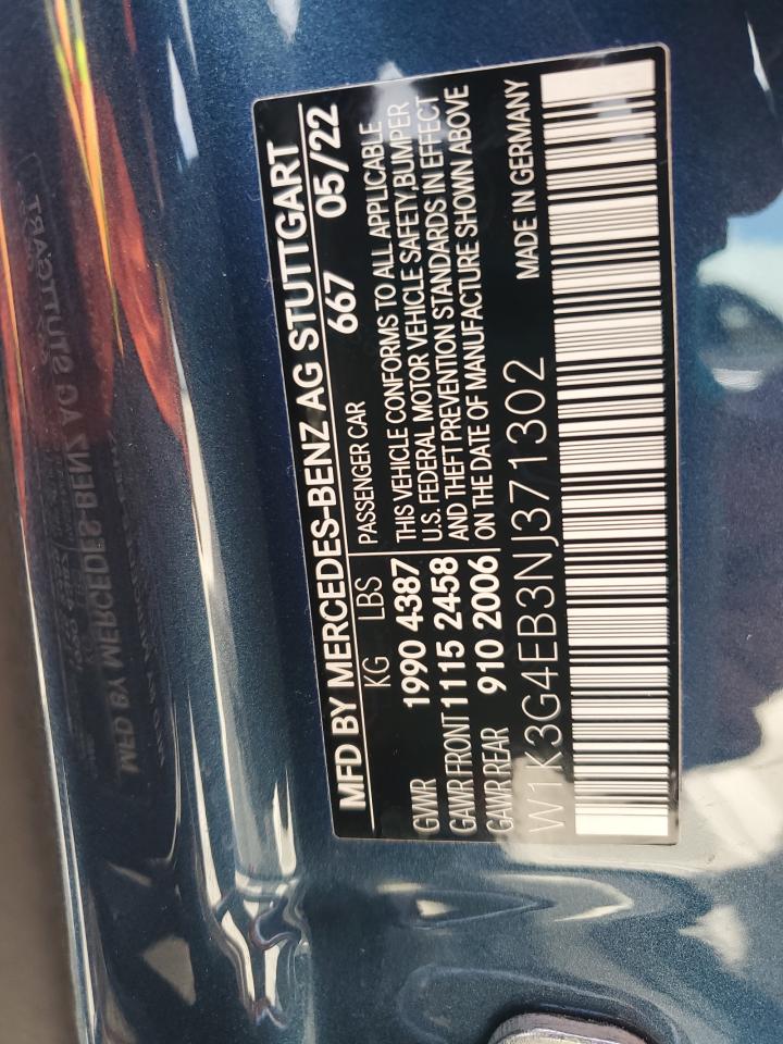 W1K3G4EB3NJ371302 2022 Mercedes-Benz A 220