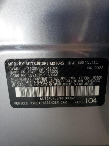 2022 Mitsubishi Mirage G4 Es VIN: ML32FUFJ5NHF09062 Lot: 60523284