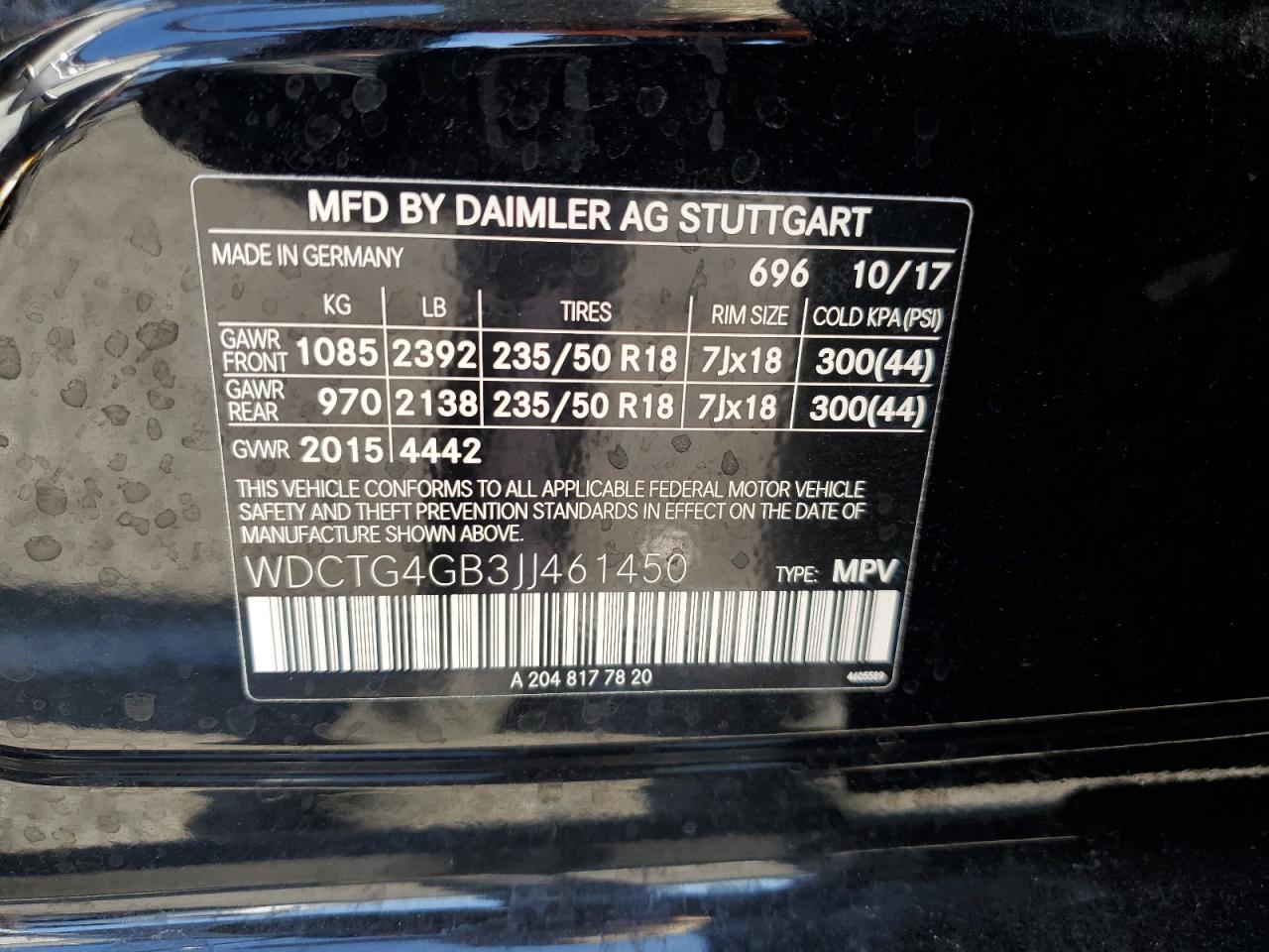 WDCTG4GB3JJ461450 2018 Mercedes-Benz Gla 250 4Matic