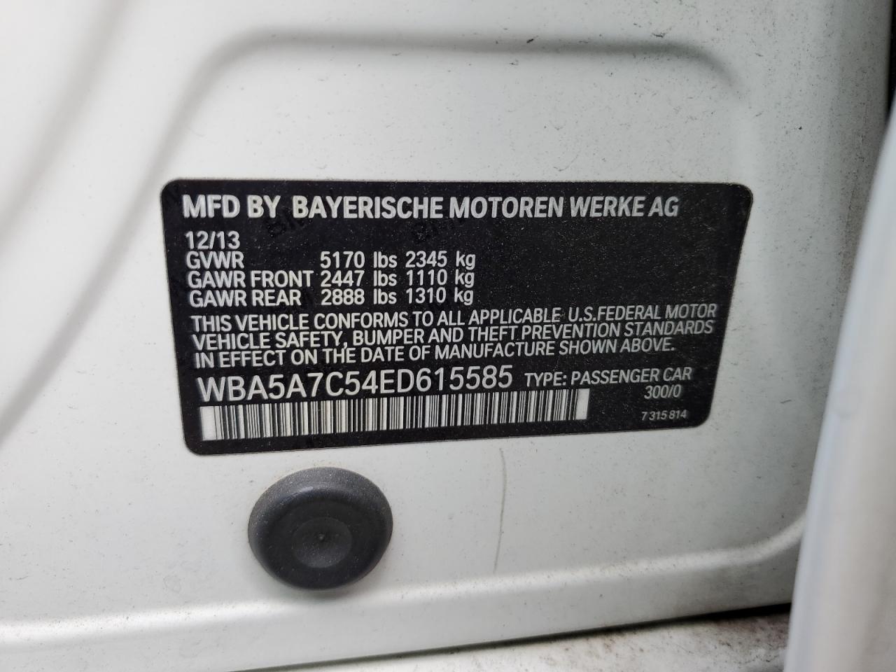 WBA5A7C54ED615585 2014 BMW 528 Xi