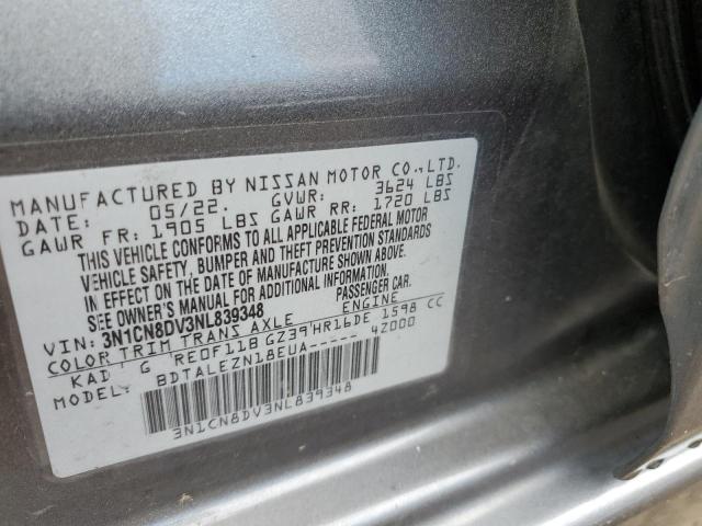 2022 Nissan Versa S VIN: 3N1CN8DV3NL839348 Lot: 58769954