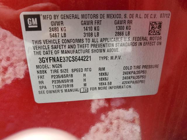 2012 Cadillac Srx Luxury Collection VIN: 3GYFNAE37CS644221 Lot: 59579414