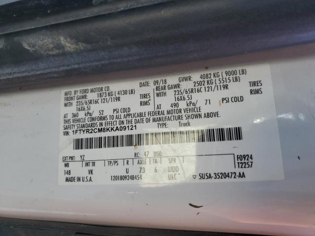 2019 Ford Transit T-250 VIN: 1FTYR2CM8KKA09121 Lot: 58673104