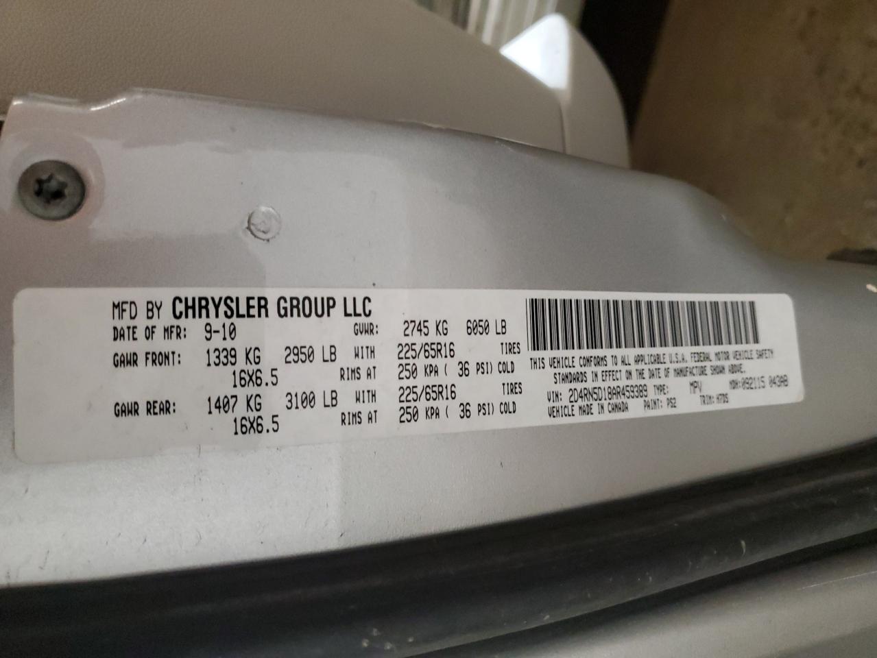 2D4RN5D18AR459389 2010 Dodge Grand Caravan Sxt