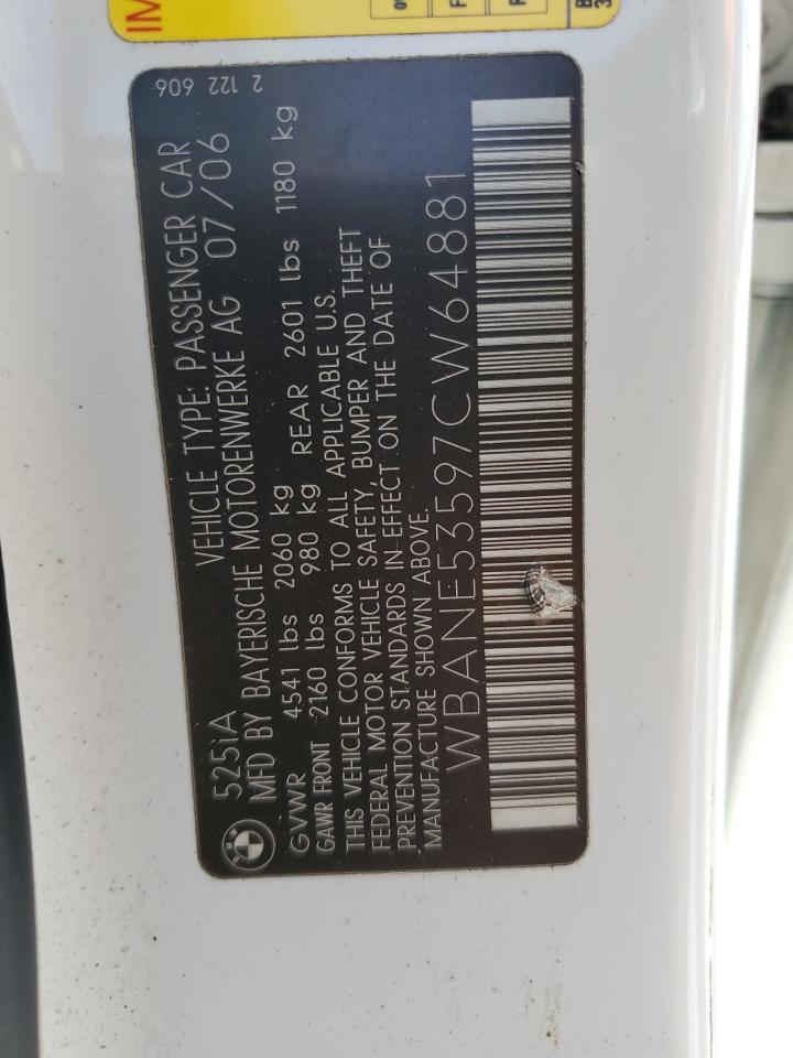 WBANE53597CW64881 2007 BMW 525 I