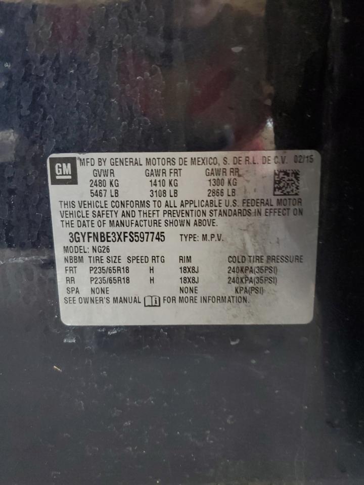 3GYFNBE3XFS597745 2015 Cadillac Srx Luxury Collection