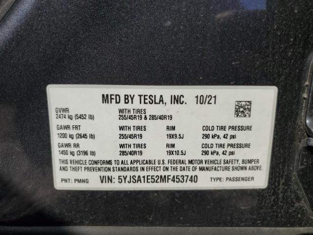 2021 Tesla Model S VIN: 5YJSA1E52MF453740 Lot: 58359124