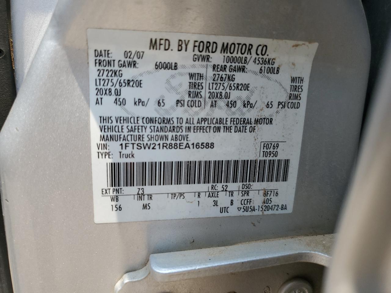 1FTSW21R88EA16588 2008 Ford F250 Super Duty