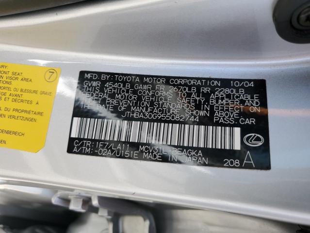 2005 Lexus Es 330 VIN: JTHBA30G955082744 Lot: 58581864