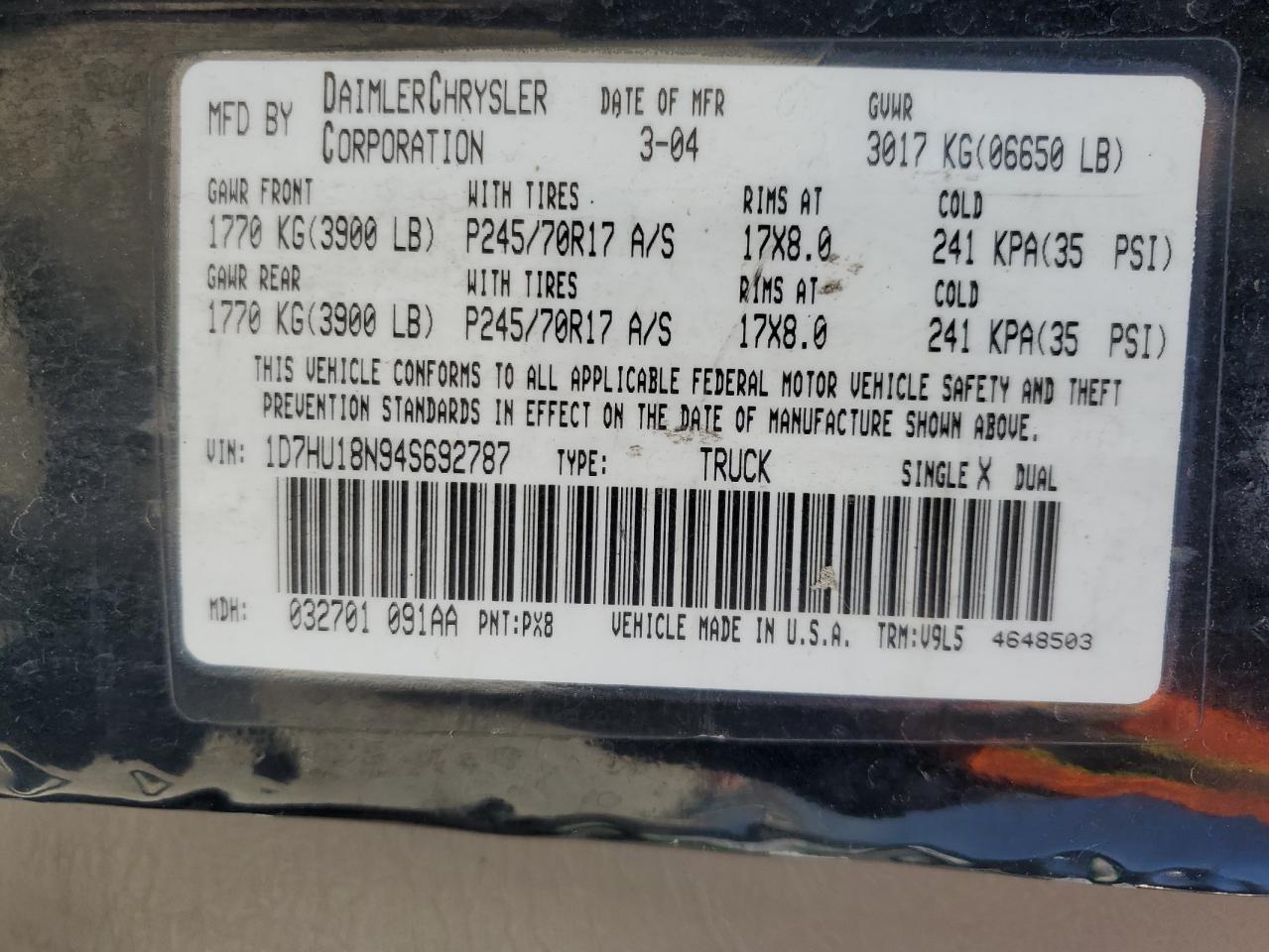 1D7HU18N94S692787 2004 Dodge Ram 1500 St