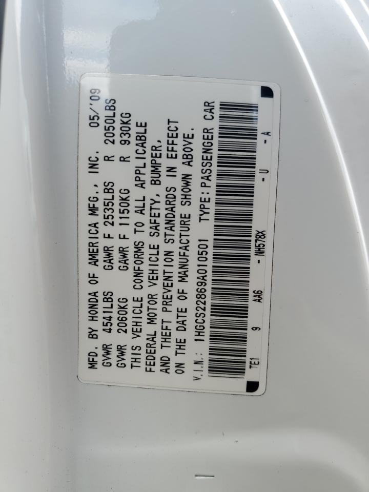 1HGCS22869A010501 2009 Honda Accord Exl