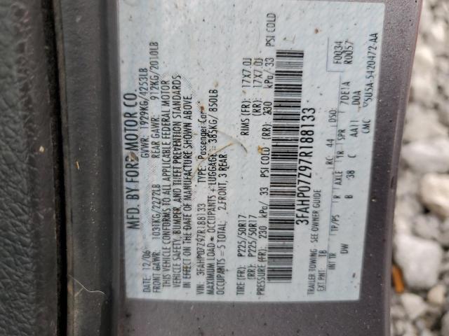 2007 Ford Fusion Se VIN: 3FAHP07Z97R188133 Lot: 57242754