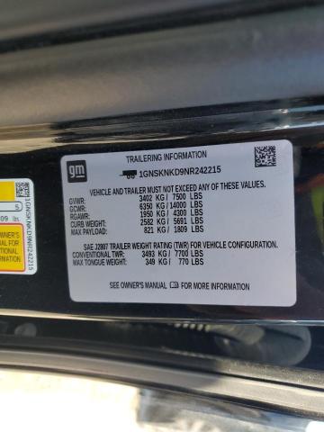 2022 Chevrolet Tahoe K1500 Lt VIN: 1GNSKNKD9NR242215 Lot: 58712174