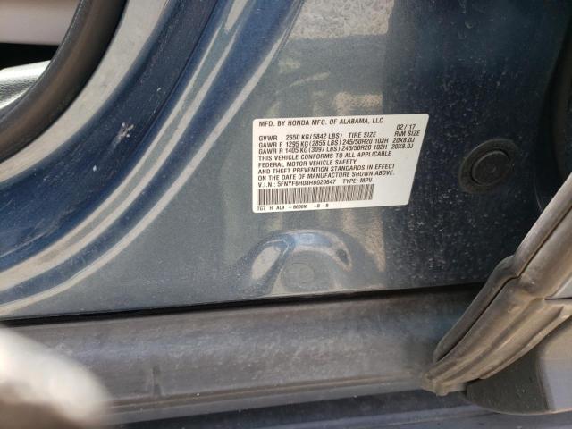 2017 HONDA PILOT ELIT - 5FNYF6H08HB020647