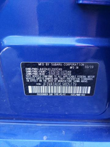 2020 Subaru Wrx VIN: JF1VA1A6XL9805179 Lot: 59850554